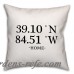 Gracie Oaks Bloomfield Longitude and Latitude Home Coordinates Throw Pillow GRCS2785